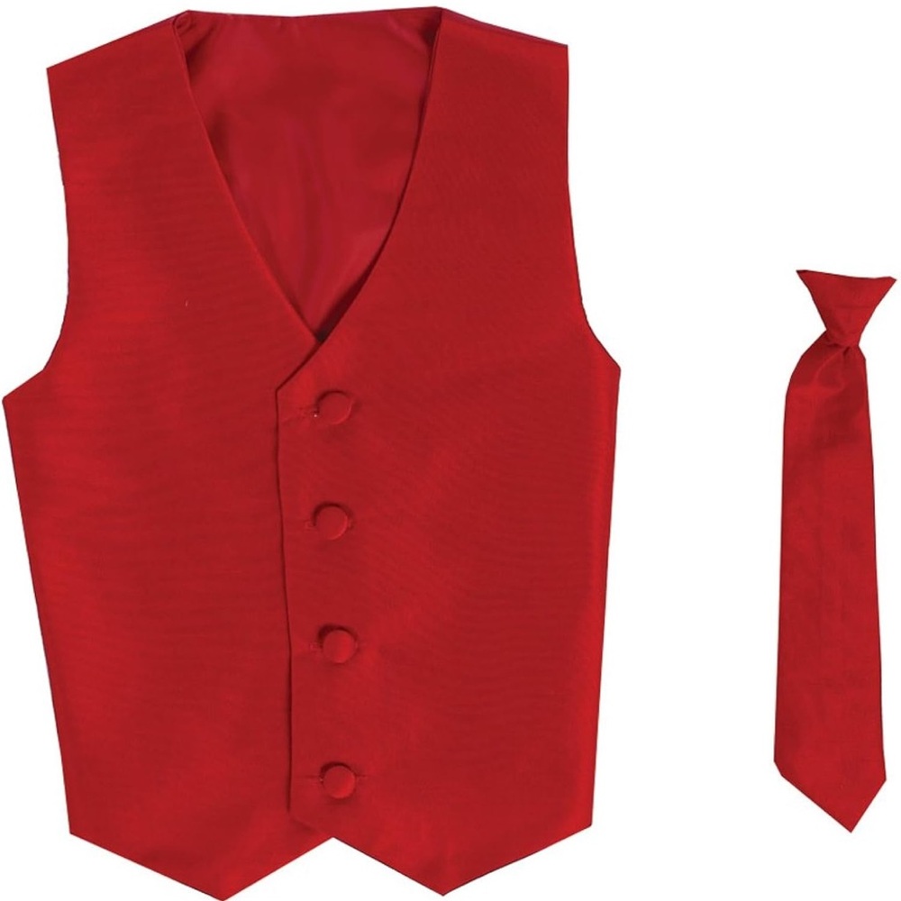 Kids Red Vest and Tie Set